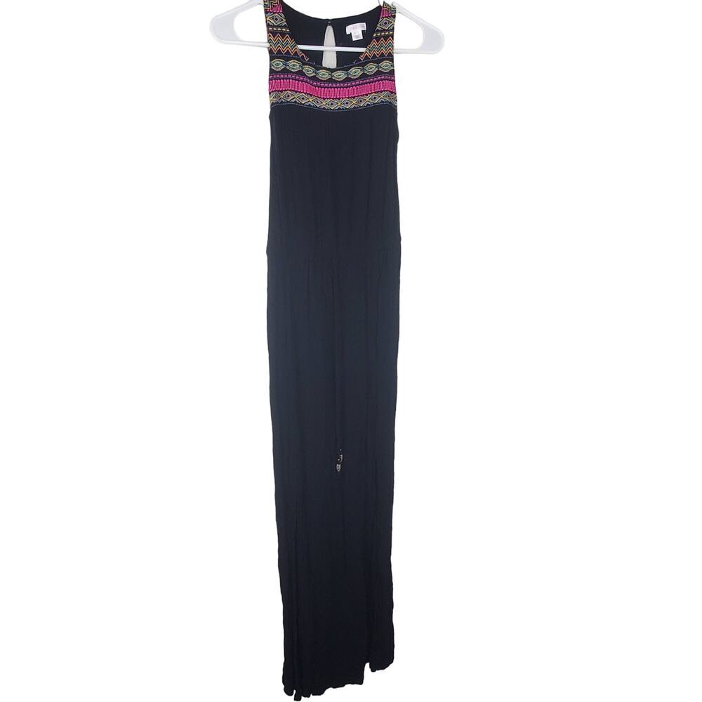 XHILARATION Black and Abstract Print Maxi Dress Sundress  | XS